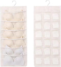 Bra and Underwear Hanging Storage Organizer Mesh Pockets Dual Sided Wall Shelves Space Saver Bag Sock Underpants Drawer Closet Clothes Rack (Beige:(6+18 Pockets))