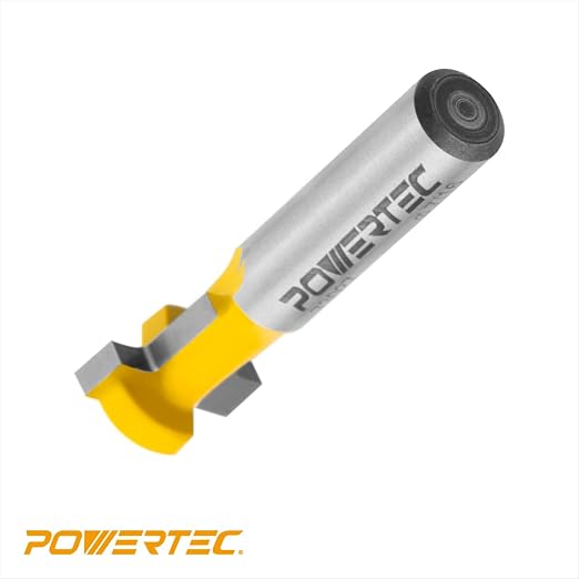 POWERTEC T Track Router Bit, Tungsten Carbide Tipped Router Bit, 1/4 Shank, 7/16" Dia., Slatwall, T Slot for Picture Frames, Plaque, Compatible with 1/4" Hex Bolts, 2PK (73027-P2)