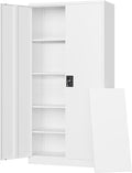 Letaya Metal Garage Storage Cabinets with Lock Door and Adjustable Shelves, Steel Tool Cabinets for Home,Office,Warehouse Organisieren (White, 71" H)