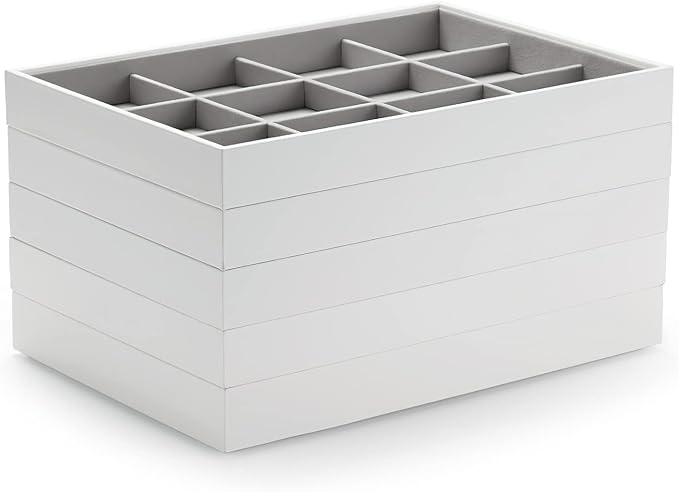 Oirlv Leather 13-Slot Necklace Display Tray White | Stackable Design, Saves Space, Suitable for Women Who Have A Fixed Dressing Table Or Drawer Space.