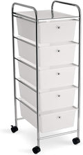 Simply Tidy 5 Drawer Clear Rolling Cart - Mobile Organizer with Removable Drawers, Swivel & Locking Casters, Durable Tubular Frame - 1 Set
