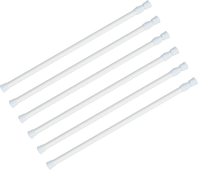 KXLife 6 Pack Spring Tension Curtain Rod for Window 28 to 48 Inch, White | Adjustable Expandable Small Curtain Tension Rods No Drill for Kitchen, Bathroom, Doorway, Cupboard