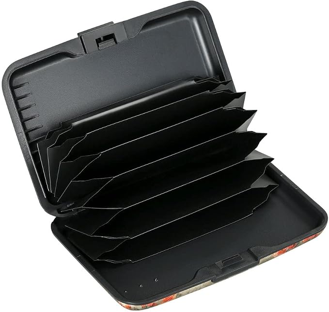 ELFISH Mini RFID Aluminum Wallet Credit Cards Holder Business Card Case Metal ID Case for Men Women（Flower Shadows