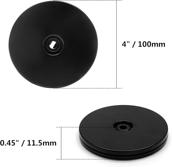 Jersvims 4 Inch Acrylic Cabinet Turntable Platter, Black, 2Pcs | Round Rotating Plate, For Kitchen Pantry Cabinet Desk Rack, Spice Cake Cookie Decorating