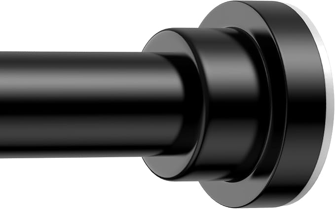 Shower Curtain Rod 31-49 Inch,7/8"Diameter Adjustable Spring Tension Curtain Rods No Drill,Matte Black Shower Tension Rod for Bathroom,Room Divider,Window,Anti-Rust Non-Slip 1-Pack