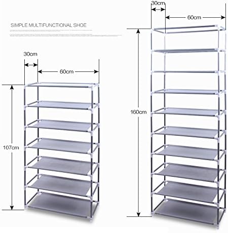 Shoe Rack, 10 Tier Shoe Organizer with Dust Cover, Shoe Storage Shelf for 20-27 Pairs of Shoes, Designed for Doorways, Entryway, Suitable for Sneakers, High Heels, Flats, and Boots (Wine Red)