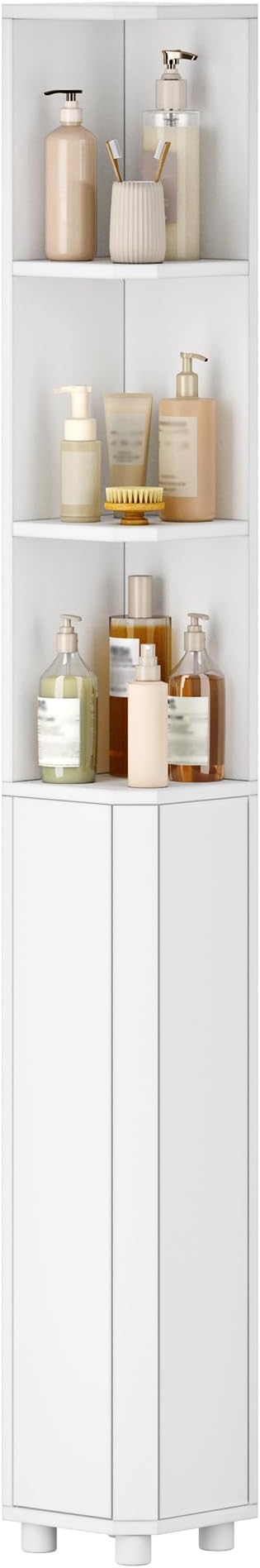 Hzuaneri Corner Cabinet, Tall Bathroom Corner Cabinet with Doors | Narrow Storage Cabinets with Adjustable Shelves, Bathroom Organizers and Storage for Small Space, White BC30003X
