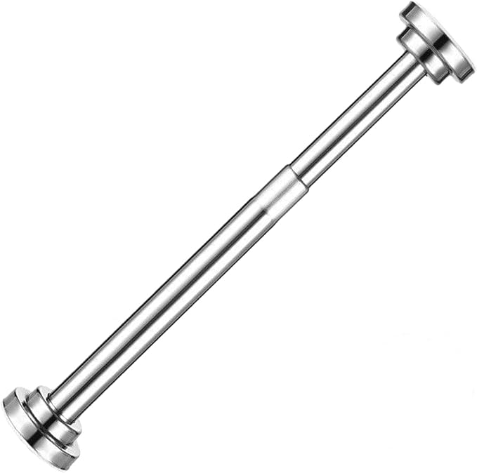 Stainless Steel Spring Tension Curtain Rod 15.7" to 27.6" Adjustable, Small Short Expandable Spring Loaded Curtain Tension Rod For Wardrobes Window Closet Bathroom Cupboard Cabinet(No Drill,No Screws)