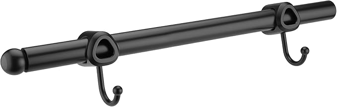Valet Rod for Closet Pull Out with Hooks, Easy To Install (Black, 14 Inch)