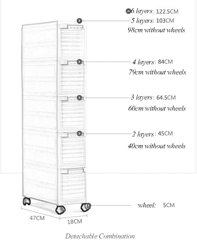 Storage Bins Sleeve Storage Cabinet, Narrow Cabinet Drawer Plastic Kitchen Locker Bathroom Bathroom Slot Rack(Khaki,2 layers)