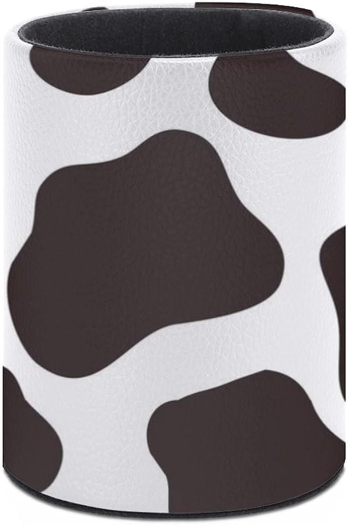 Cow Print Pen Holder Pencil Cup for Desk Organizer | Cute Makeup Brush Holder PU Multifunctional Office Suppliesfor Decor Home Classroom School