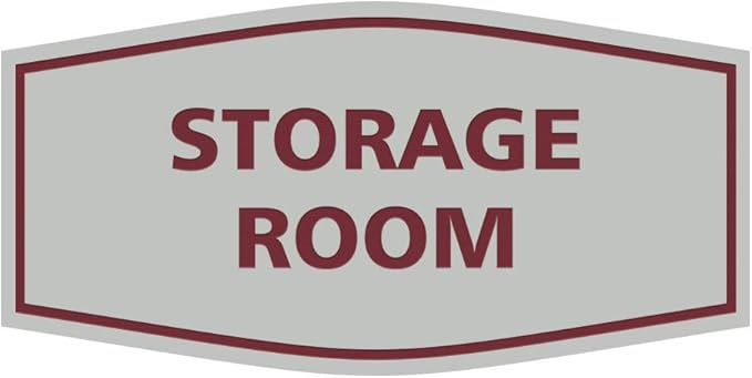 Signs ByLITA Fancy Storage Room Sign (Light Grey/Burgundy) - Medium 5 Pack