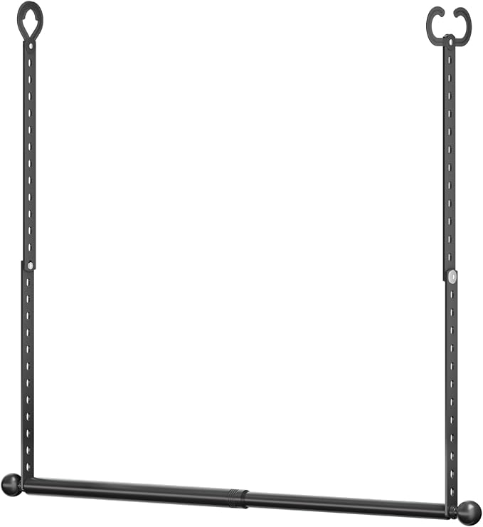 SUTINE Closet Rods for Hanging Clothes, Adjustable Closet Extender Hanging Rod, Space-Saving Closet Rod Extender Clothes Hanging Bar, Closet Poles for Hanging Clothes Organizer (Black, 15.7-31.5 IN)