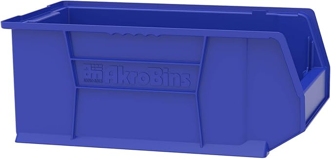 Akro-Mils 30281 Super-Size AkroBins Plastic Storage Bins, Space-Saving Stackable Bins for Garage, Classroom, Warehouse Organization, 20" L x 12" W x 8" H, Blue, 3-Pack
