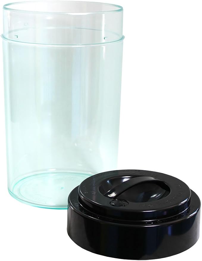 Tightvac EverythingVac Bulk Dry Goods Storage Container, 5 Pounds Plus, Clear Body/Black Cap