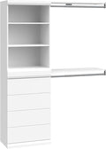 ClosetMaid Mosaics Storage Organizer Kit Includes; (1) 3-Shelf Unit, (1) 4-Drawer Unit, and (2) Shelf & Rod Units, White