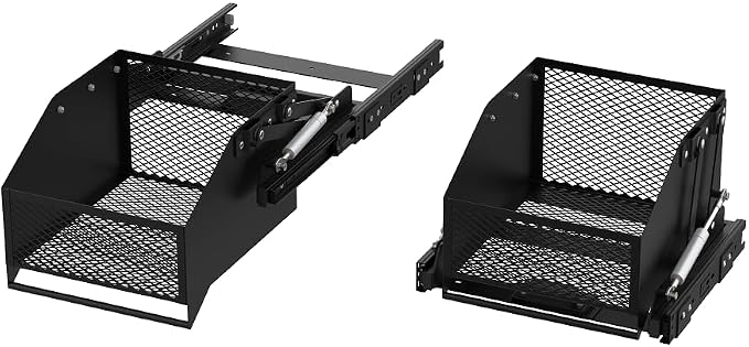 HOUSE AGAIN Pull-Down Cabinet Organizer for High/Deep Cabinets, Drop Down Spice Rack, 12.6" Out & 1.8" Down, Dual Install (Screw/3M Tape), Fits Frameless, for Spices, Snacks and Small Bottles (Black)