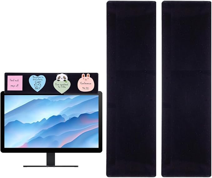 2 Pack Black Monitor Memo Board Top Mount,18" Monitor Sticky Note Holder,Sticky Boards,Message Board for Computer Monitors
