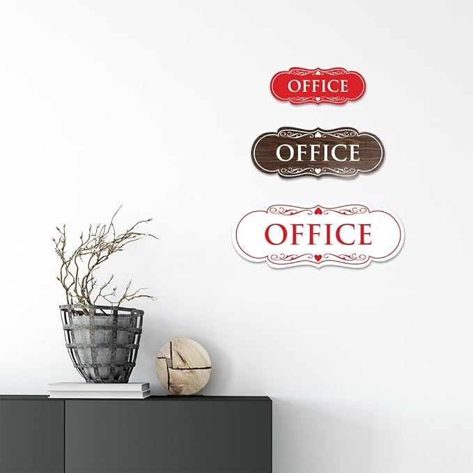 All Quality Designer Office Sign | Easy Installation - White/Red - Medium (1 Pack)