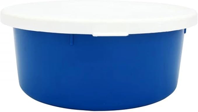 Correct Connect RCC Mini 1 Gallon Horse Feed Storage Bowl with Snap Lid, Feed Container for Treats and Supplements, BPA Free Food Grade Feed Bucket, Stackable (Blue)