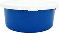 Correct Connect RCC Mini 1 Gallon Horse Feed Storage Bowl with Snap Lid, Feed Container for Treats and Supplements, BPA Free Food Grade Feed Bucket, Stackable (Blue)
