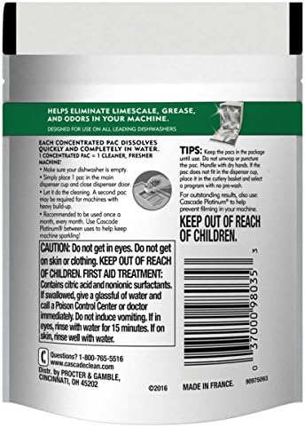 Cascade Platinum Dishwasher Cleaner Pods Fresh Scent, 1 Count (8 Pack)