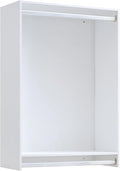22.5" Double Hanging Closet Module, White MDF Closet Organizer System with 2 Aluminum Hanging Rods, Wall-Mounted Wardrobe Storage for Shirts, Pants, Coats, Bedroom, Walk-In Closet Unit