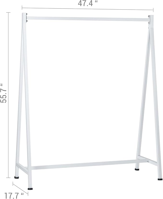 MyGift A-Frame Clothing Rack, 47 Inch Modern Heavy Duty White Metal Wardrobe Clothes Rack, Commercial Grade Freestanding Garment Hanger for Bedroom Closet or Retail Display