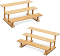 CROISSANT Bamboo and Wood 3 Tier Cupcake Stand, Food Display Risers for Party , Statues and Lego Displays, Cologne Stand, Perfume Display Stand （3 Tier，2Pack）