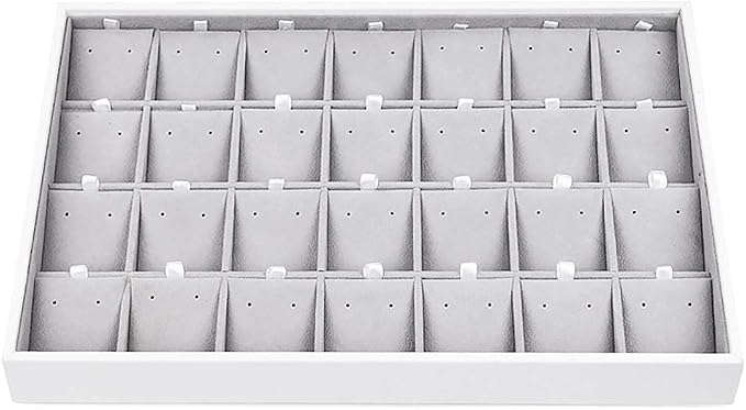 Oirlv Jewelry Tray Hand Made Velvet Stackable Jewelry Trays Earrings Display Organizer Delicate Home Storage Trays(28 Grids Earring)