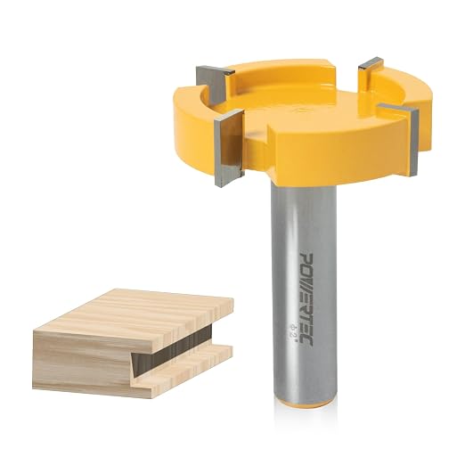 POWERTEC Slab Flattening Router Bit, CNC and Surfacing Router Bit 1/2 Shank, 2" Diameter, 1/2" Cutting Depth, Router Planer Bit - Perfect for Spoilboard Surfacing, Wood Milling Planing - 2PK, 73055-P2