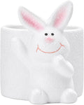 Ceramic Rabbit Shaped Pen Pencil Holder for Desk Decoration Accessories Rabbit Decor Makeup Brush Pen Cups Office School Ideal Gifts for Women, Mom or Birthdays (Round Rabbit)