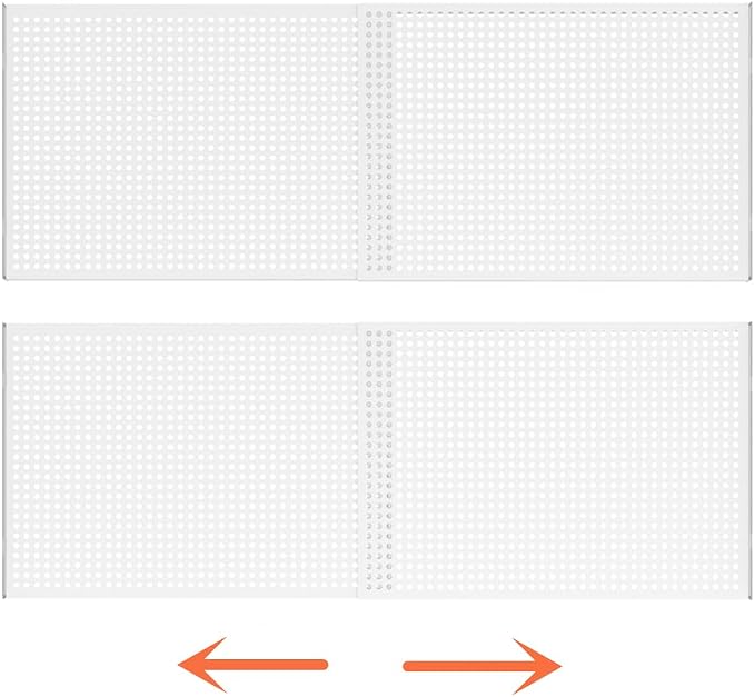 Slideep Adjustable Closet Storage Shelves with Seamless Sticker, Metal Expandable Wardrobe Shelves Organizer System for School Locker, Under Sink and Bathroom White (Large, 2Pack)