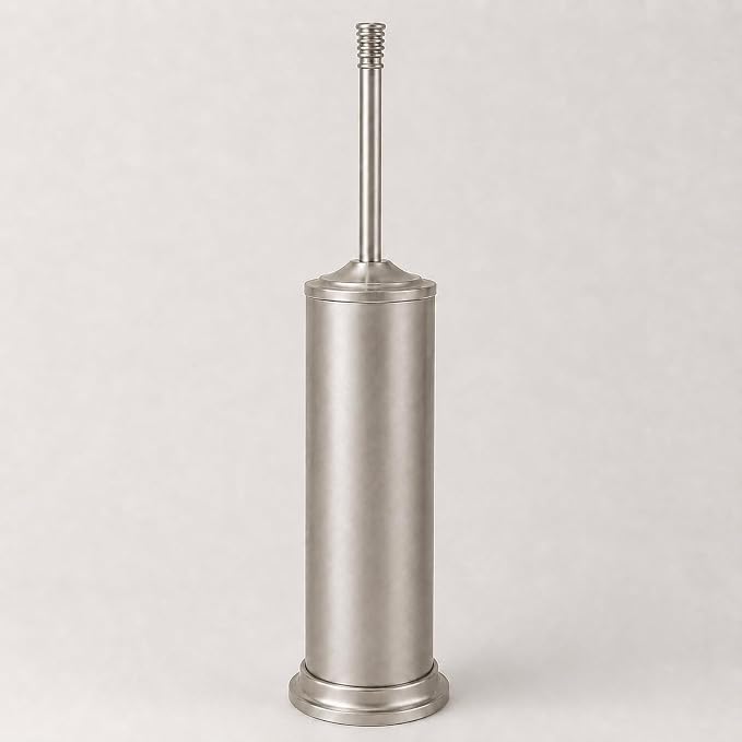 Nickel Toilet Brush and Holder Set，Extra Long Handled Toilet Bowl Brush and Holder，Stainless Steel Heavy Duty Toilet Brush for Bathroom,Deep Cleaning Modern Toilet Cleaner Slip Base