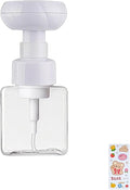 Flower Foam Dispenser Pump Bottle-250ml Reusable Plastic Soap Dispenser for Shampoo, Hand Soap&Bath, Includes Cute Stickers, Perfect for Kids Bathroom Or Kitchen (Transparent)