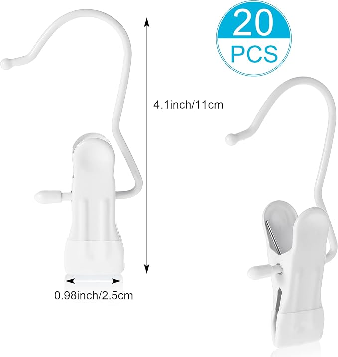 Hotop 36 Pieces Boot Hanger Clips for Closet, Laundry Hanging Hooks Heavy Duty Clips Boot Holder Portable Single Hooks Space Saving for Pants Jeans Clothes Hats Tall Towels (White)