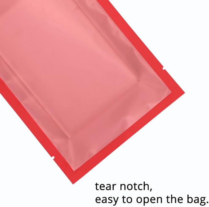 100PCS Customized Vacuum Heat Seal Bag,Open Top Packaging Bag with Clear Front,Single Color Printing for Logo/Text/QR Code (Red, 13 * 18CM/5.0"*7.1"-100PCS-One Color Print)
