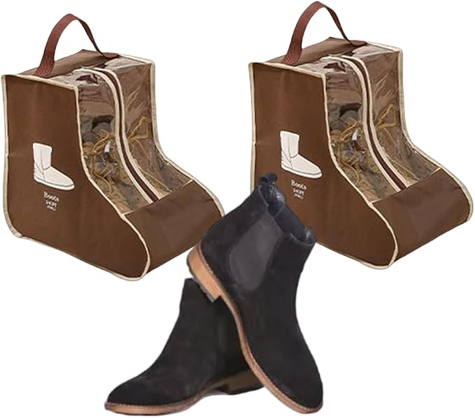 Portable 2 Pack Boots Storage, Short Boots Storage/Protector Bag | Brown Portable waterproof storage bags are used for travel storage,under the bed,wardrobe,shoe cabinet and other home storage