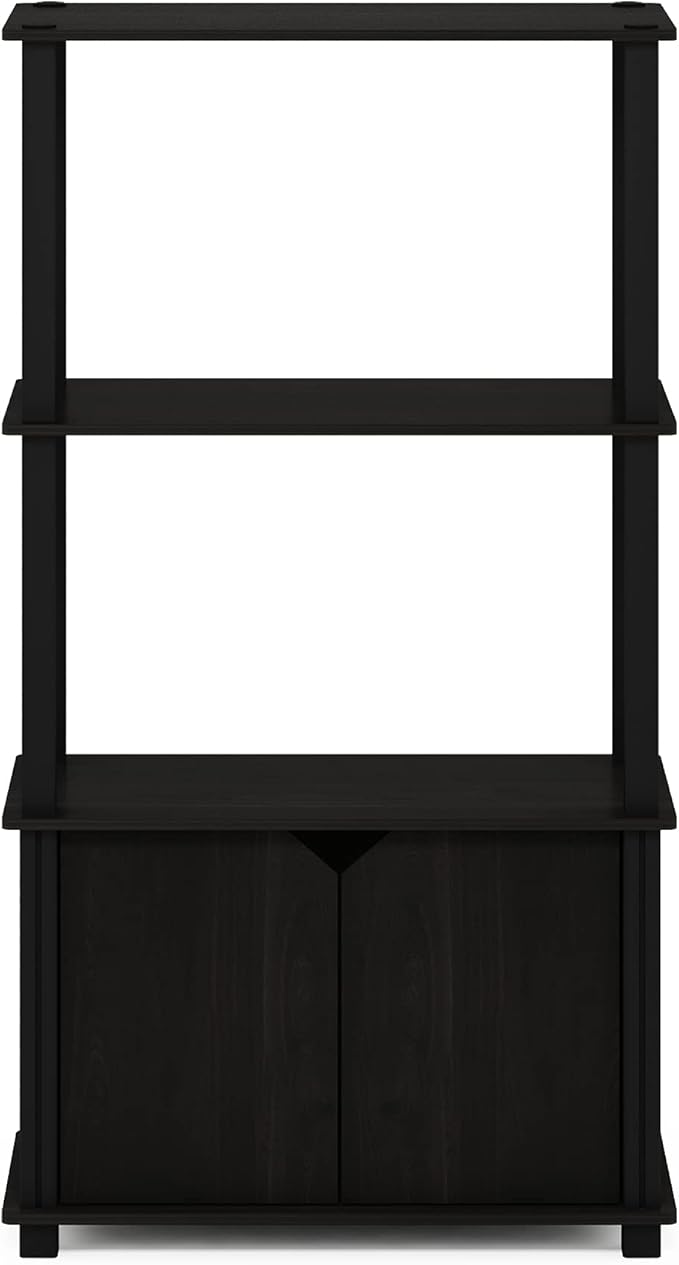 Furinno GO GREEN Storage Shelves, 4-Tier Book Shelf, Bookcase, Display Shelf with Open Shelf and Closed Storage, for Organization and Storage, Living Room, Garage, Home Office, Espresso
