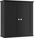 Shintenchi Bathroom Wall Medicine Cabinet with 2 Door, Bathroom Storage Organizer Over The Toilet,Space Saving Storage with 3-Tier Shelves,Solid Black