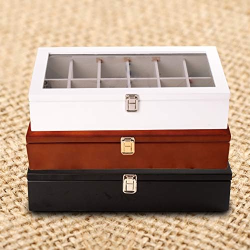 Solid Wood Storage Box with 12 Compartments & Glass Sunroof - Versatile Organizer for Home, Office, Crafts & Toys - Stylish, Durable & Space-Saving Solution