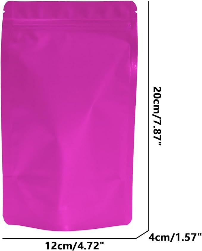 100PCS Smell Proof Resealable Pouch Bags,ULIFESTAR Aluminum Foil Flat Food Storage Bag,Sealable Pcsaging Zipper Pouches with Tear Notches for Pcsaging Lipgloss,Jewelry,etc(12*20cm/4.72*7.87",Purple)