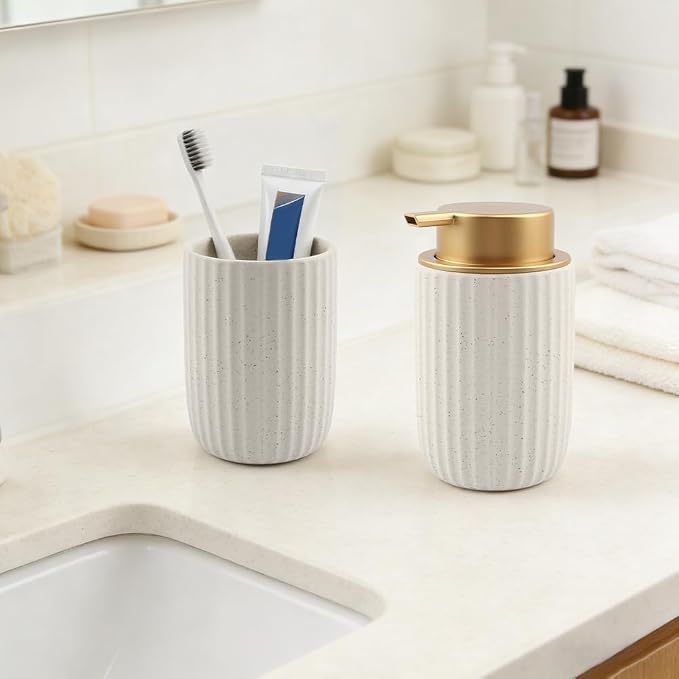 2 Pack Ceramic Foaming Soap Dispenser with Removable Pump, 12 oz Refillable Bathroom & Kitchen Hand Soap Dispenser, Modern Decor for Bathroom & Kitchen