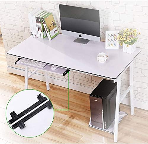 1-Pair 14 inch / 350mm Keyboard Slide Super Smooth Mute Ball Bearing Pull Out Tray Adjustable Hanging Bracket Suspension Track Guide Rail Fold Telescopic Drawer Runners Silver