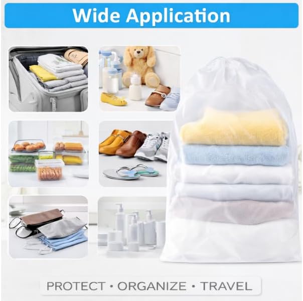 InfinitePack Large Transparent Shoe Bags for Travel, Portable Shoe Bags, Shoes Pouch Storage Organizer with Drawstring for Men & Women aClear Window Shoes Pouch with Rope