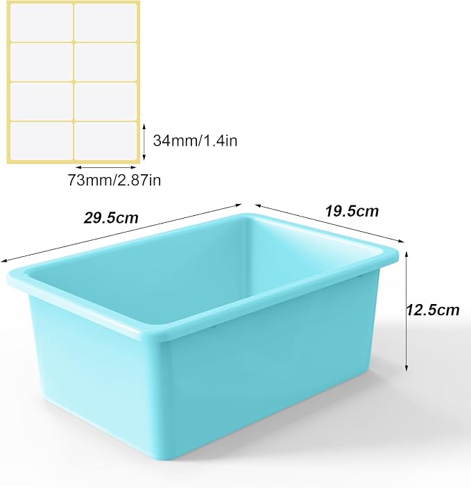 Zonon 12 Pcs Plastic Cubby Storage Bin Back to School Classroom Cubby Organization Storage Container with 1 Pack Self Adhesive Label for Office School Library(Retro Color,11.61 x 7.68 x 4.92)