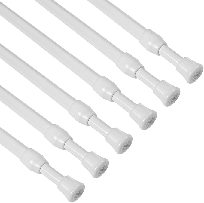 KXLife Spring Tension Curtain Rod for Window Adjustable 28-40", 6Pcs | White, No Drilling, Expandable Spring Loaded, Drapery Rod for Home Decor, Window, Doorway