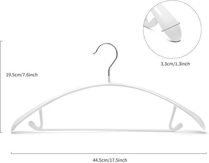 Nature Smile Non Slip PVC Coating Sweater Hangers,Dress Suit Coat Hangers,Wide Shoulder Bump Free Golf T Shirts Clothes Hangers (White Color 20 Pack)