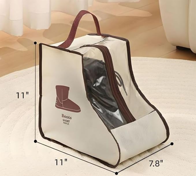Portable 2 Pack Boots Storage,Short Boots Storage/Protector Bag | Beige Portable waterproof storage bags are used for travel storage,under the bed,wardrobe,shoe cabinet and other home storage