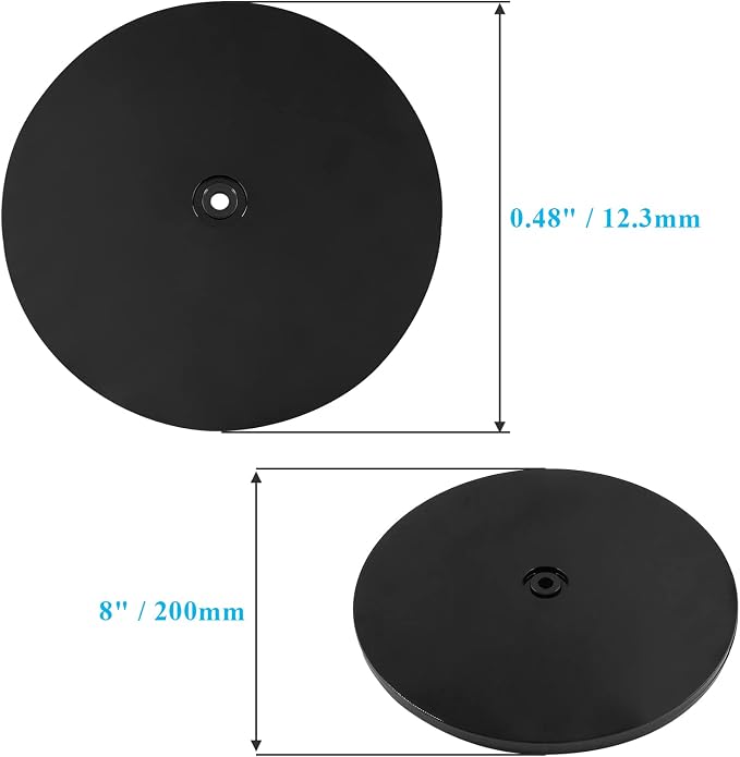 Jersvims 8 Inch Acrylic Turntable Platter, Black, 2Pcs | Round Rotating Plate, For Kitchen Pantry Cabinet Desk, Turntable Organizer, Spice Cake Cookie Decorating
